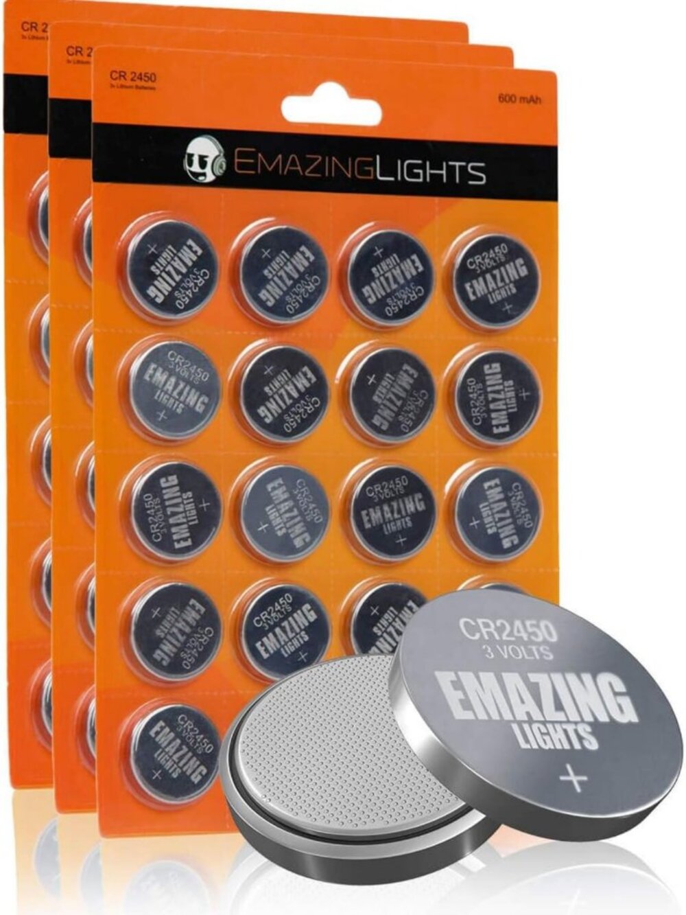 60 Pack CR2450 3V Lithium Coin Cell Batteries - Long Lasting, High Power